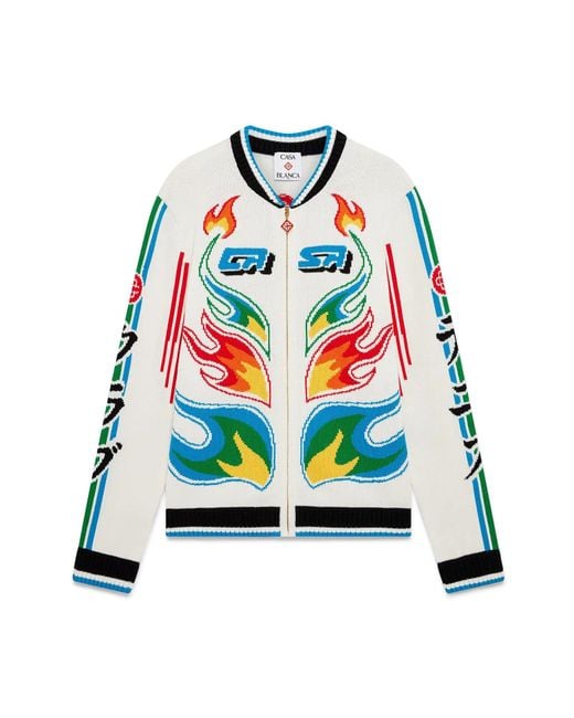 Casablanca Paris White Veste En Maille De Coton Flame Laurel Casa Club for men