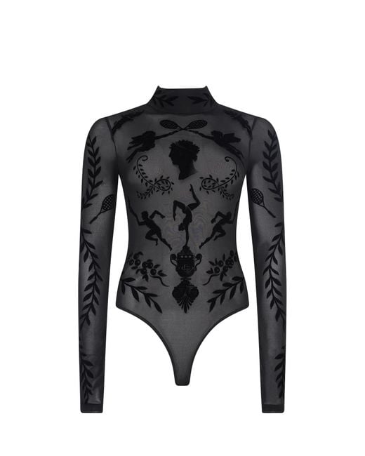 Casablanca Paris Black Devoré Bodysuit, By