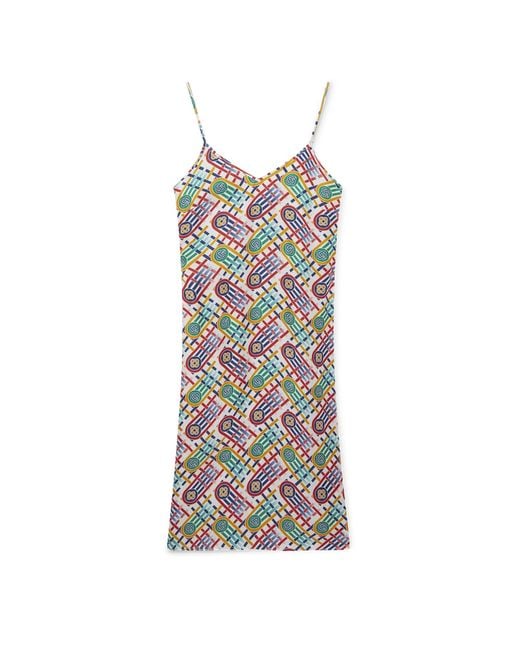 Casablanca Paris Multicolor Robe Nuisette En Soie À Monogramme Tennis