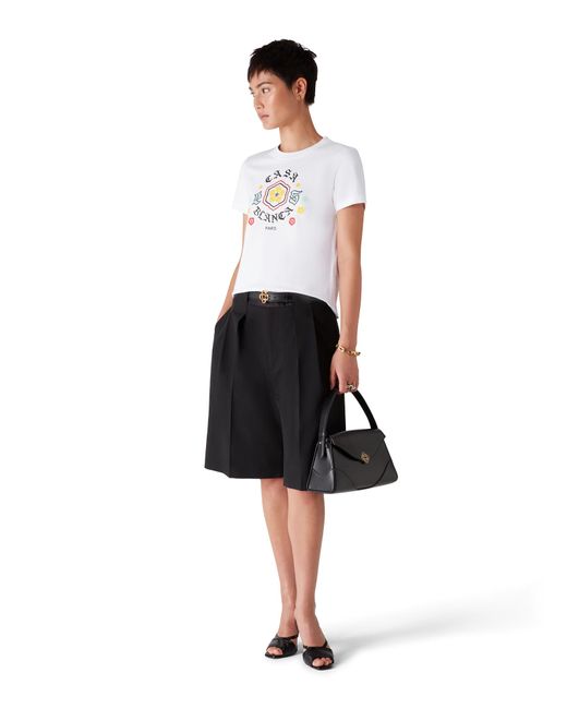 Casablanca Paris White Emblem Fitted Short Sleeve T-Shirt, By