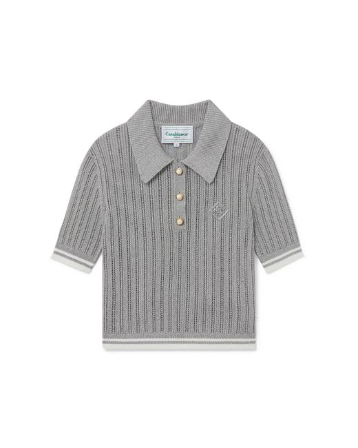 Casablanca Paris Gray Short Sleeve Polo Shirt, By