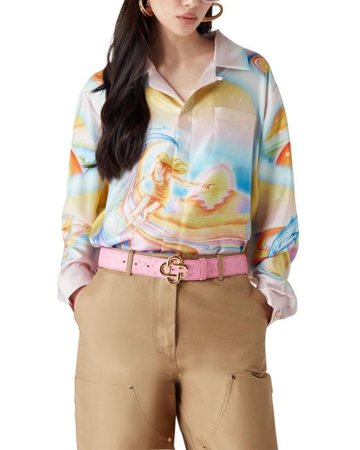 Casablanca Paris White Psychedelic Nirvana Long Sleeve Silk Shirt, By