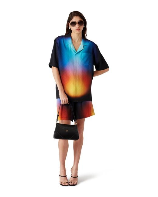 Casablanca Paris Blue Gradient Silk Short Sleeve Shirt, By