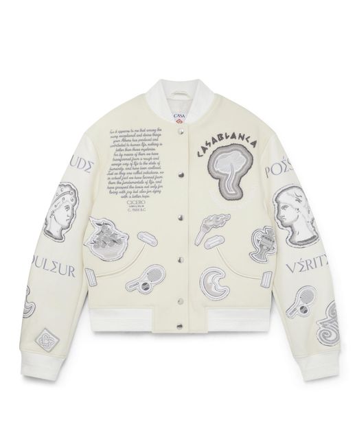 Casablanca Paris White Veste Bomber En Patchwork Chenille