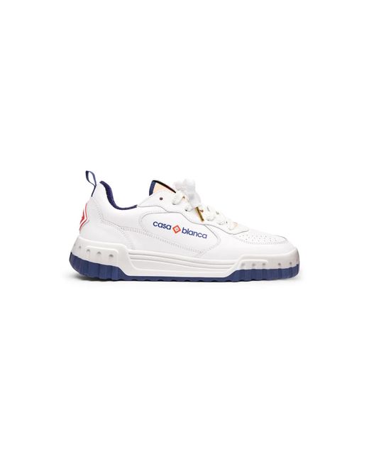 Casablanca Paris White Sneakers Pour Homme Blanches Et Bleu Marine Court for men