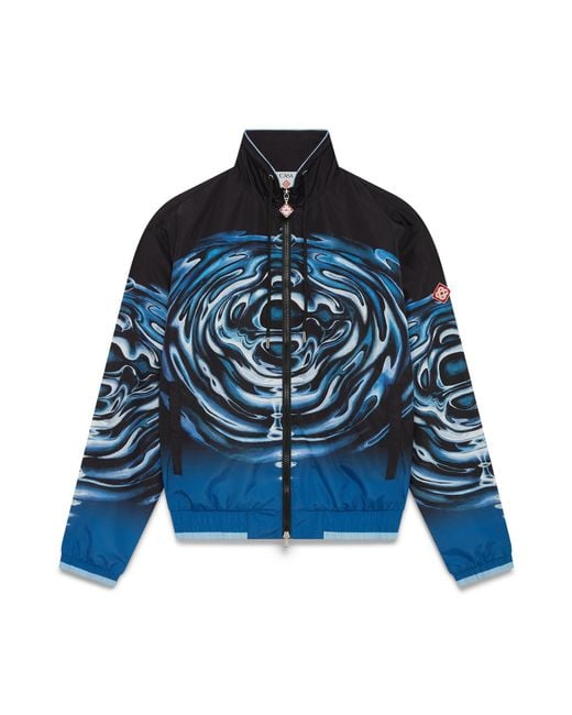 Casablanca Paris Blue Veste Coupe-Vent Warped Logo Ripple for men