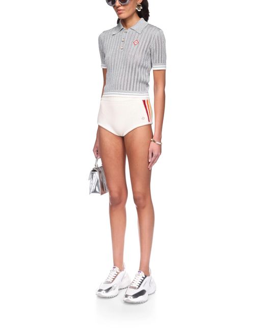 Casablanca Paris Gray Short Sleeve Polo Shirt, By