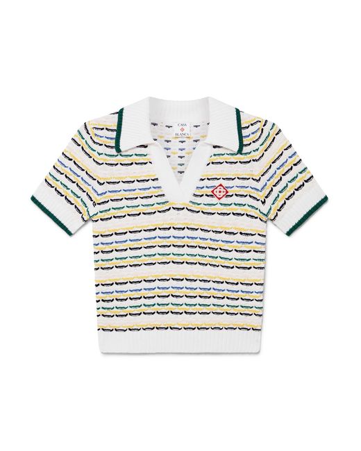Casablanca Paris White Polo Court En Coton À Point De Tricot for men