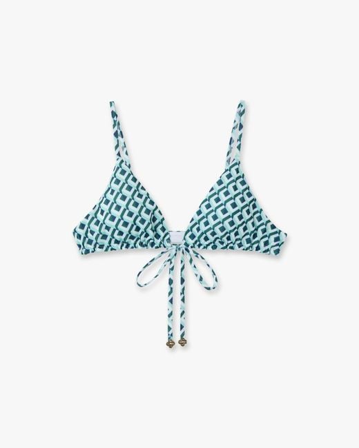 Casablanca Paris Blue Cubist Cc Monogram String Bikini Top, By