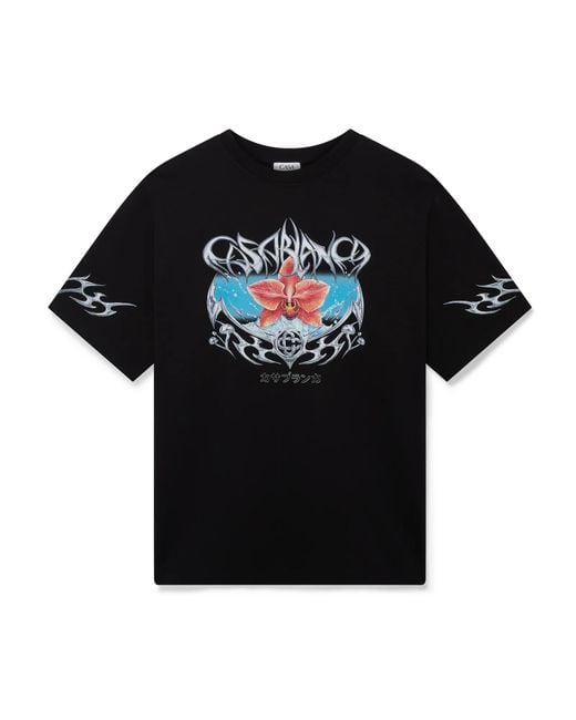 Casablanca Paris Black T-Shirt À Manches Courtes Oversize Blades for men
