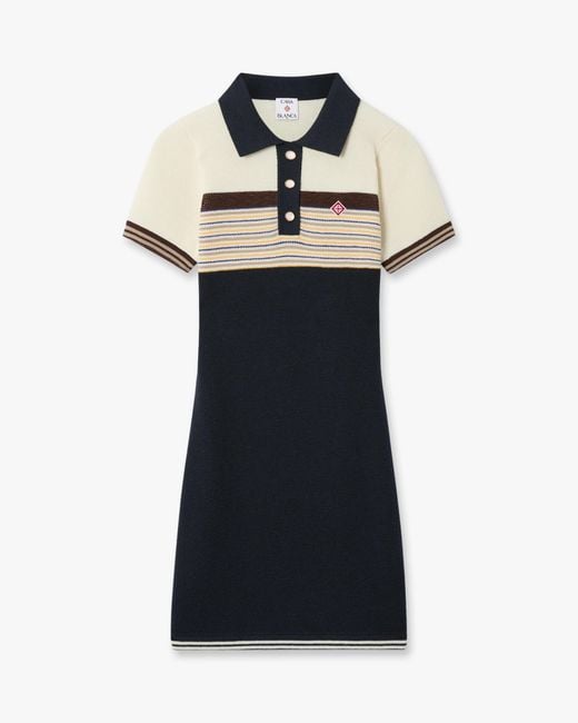 Casablanca Paris Black Café Culture Wool Stripe Polo Mini Dress, By