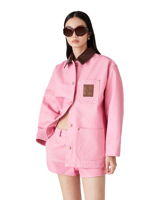 Casablanca Paris Pink Embossed Leather Workwear Coat, By