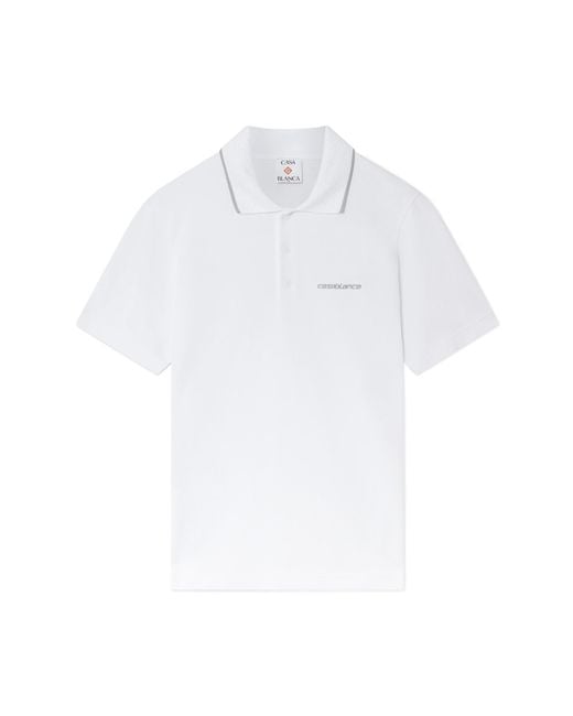 Casablanca Paris White Polo À Manches Courtes En Piqué Laurel for men