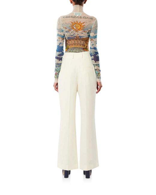 Casablanca Paris Blue Le Vol Ideal Printed Mesh Top, By