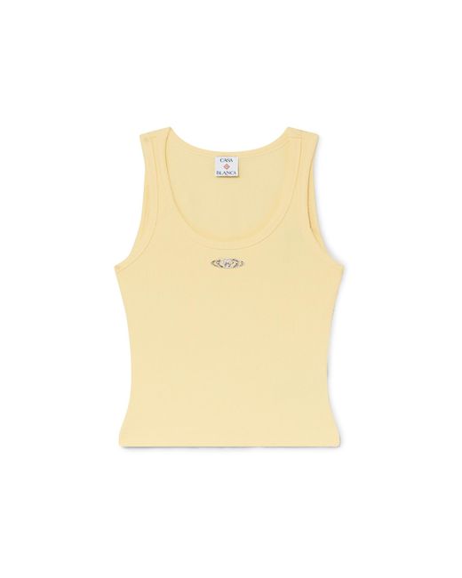Casablanca Paris Natural Pale Ribbed Tank Top, By