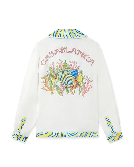 Casablanca Paris White Chemise En Soie À Manches Longues Aquatique for men