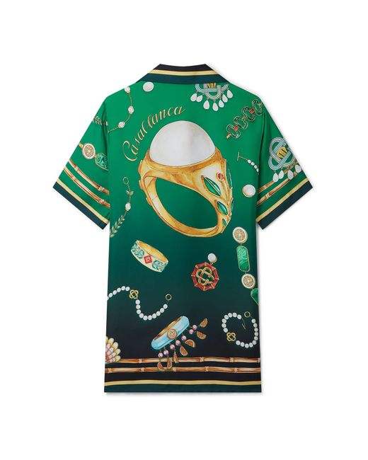Casablanca Paris Green La Boite A Bijoux Silk Dress, Size By
