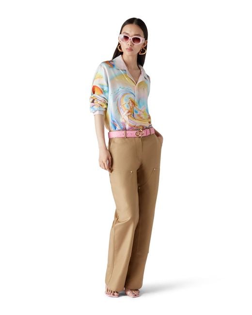Casablanca Paris White Psychedelic Nirvana Long Sleeve Silk Shirt, By