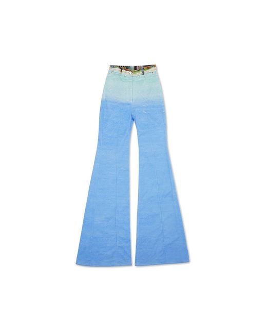 Casablanca Paris Blue Voyage Dans Les Nuages Printed 70's Denim Flare Jean, Size By