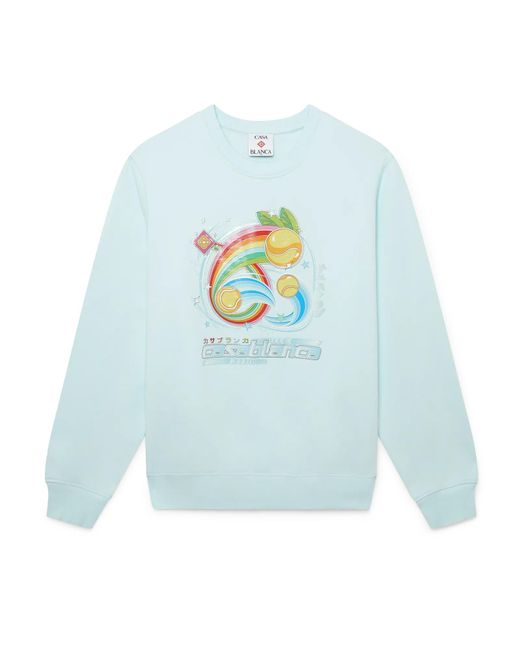 Casablanca Paris Blue Sweat-Shirt Manga Tennis Ball for men