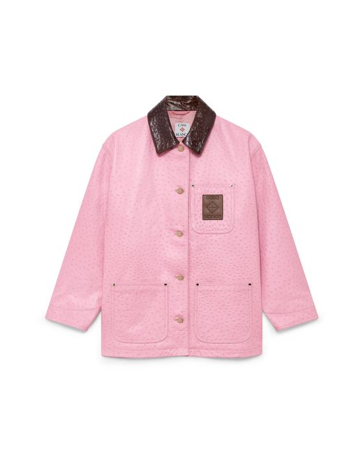 Casablanca Paris Pink Embossed Leather Workwear Coat, By