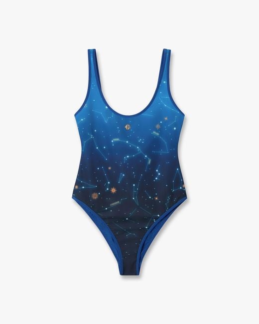 Casablanca Paris Blue Astrology Printed Swimsuit, By