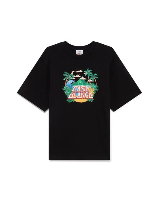 Casablanca Paris Black T-Shirt À Manches Courtes Casa Beach Wave for men