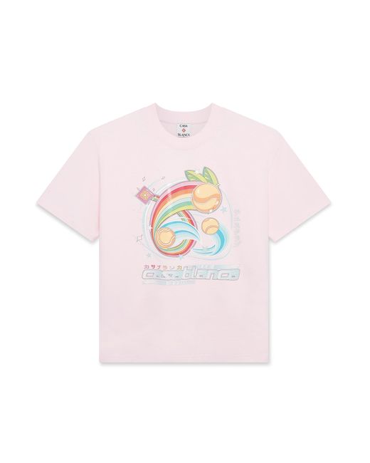 Casablanca Paris Pink T-Shirt À Manches Courtes Manga Tennis Ball