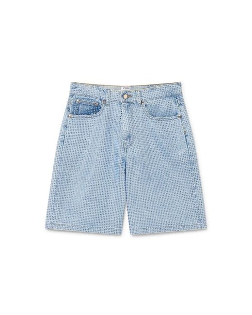 Casablanca Paris Blue Short En Jean Orné De Cristaux