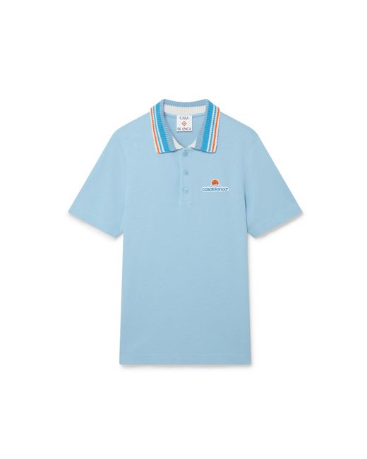 Casablanca Paris Blue Polo À Manches Courtes En Maille Piquée for men