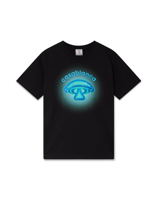 Casablanca Paris Black Airbrush Mushroom Logo Short Sleeve T-Shirt for men