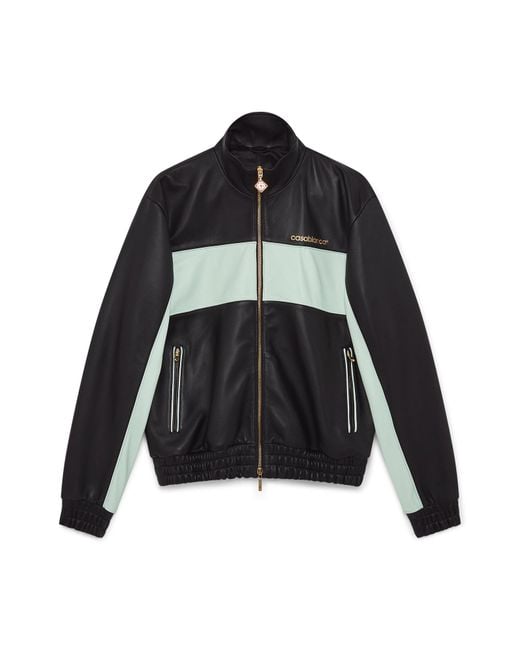 Casablanca Paris Black Veste De Survêtement En Cuir for men
