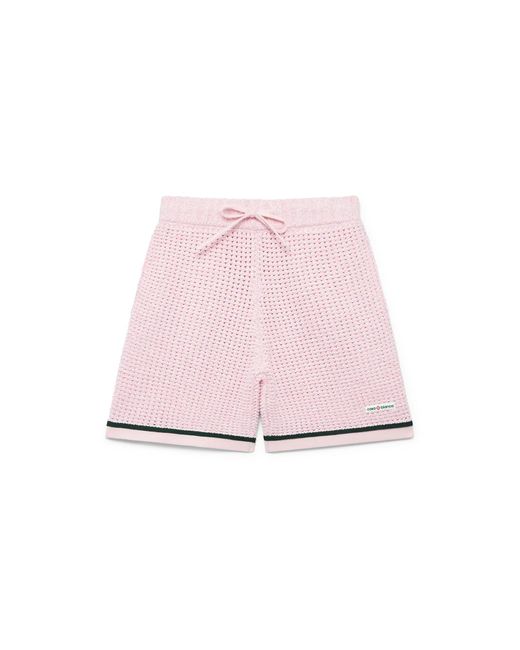 Casablanca Paris Pink Cotton Mouliné Polo Shorts, By