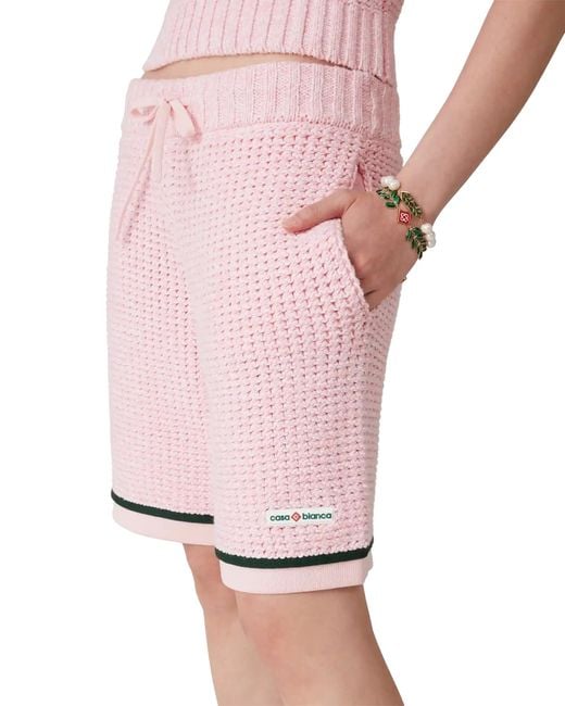 Casablanca Paris Pink Cotton Mouliné Polo Shorts, By