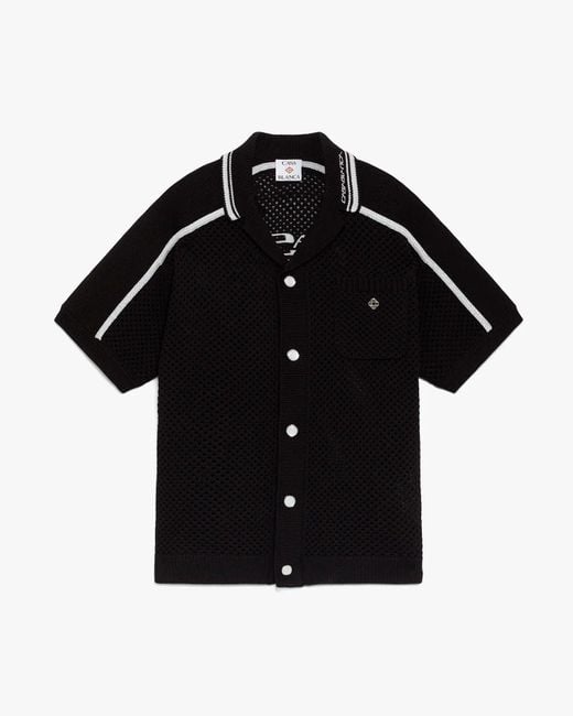 Casablanca Paris Black Chemise À Manches Courtes Noire En Mesh for men