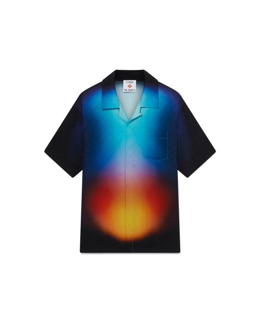 Casablanca Paris Blue Gradient Silk Short Sleeve Shirt, By