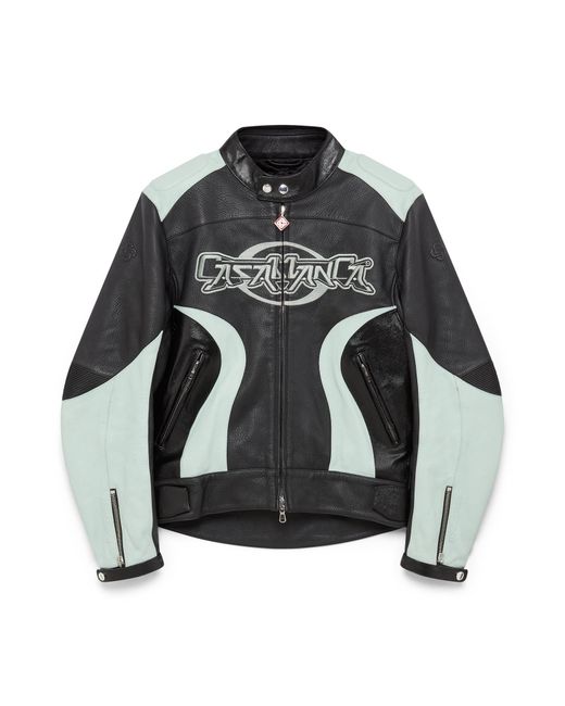 Casablanca Paris Black Leather Biker Jacket, By for men