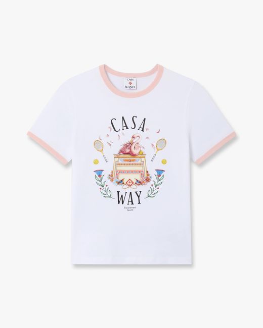 Casablanca Paris White Casa Way Ringer Short Sleeve T-Shirt, By
