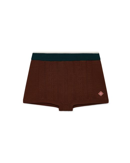 Casablanca Paris Brown Mini-Short En Maille Torsadée