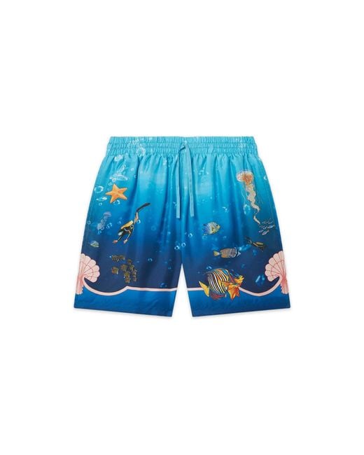 Casablanca Paris Blue Fond Marin Silk Shorts, By for men