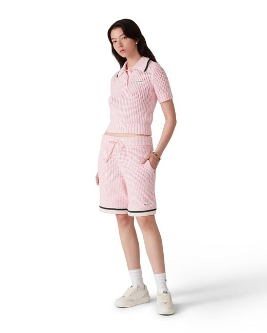 Casablanca Paris Pink Cotton Mouliné Polo Shorts, By