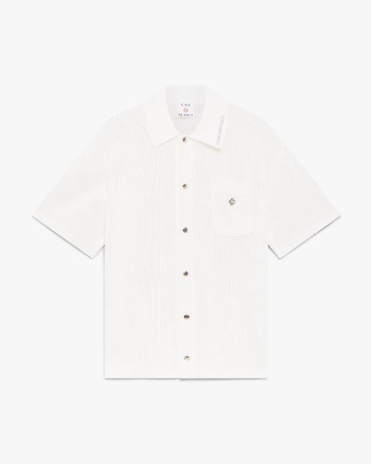 Casablanca Paris White Chemise À Manches Courtes Blanche En Mesh for men