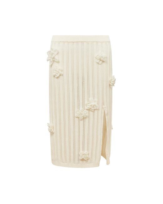 Casablanca Paris White Jupe En Maille Effet Dentelle Flower
