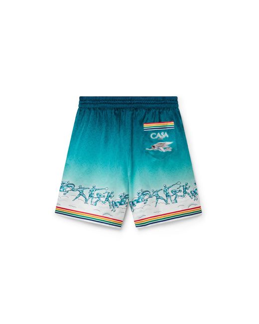 Casablanca Paris Blue La Déesse Du Stade Silk Shorts, By for men