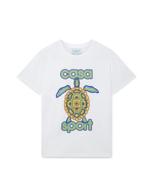 Casablanca Paris White T-Shirt À Manches Courtes Casa Turtle