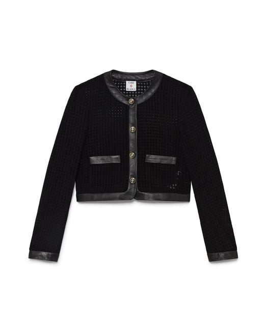 Casablanca Paris Black Veste Courte À Mailles Ajourées
