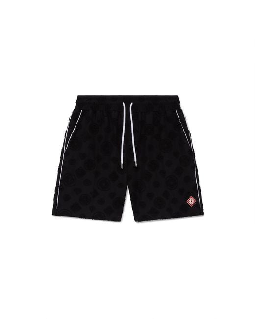 Casablanca Paris Black Short En Tissu Éponge À Monogramme for men