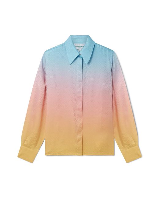Casablanca Paris Pink Chemise À Manches Longues En Soie Dégradée Ping Pong