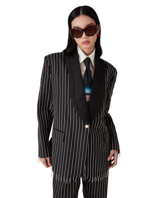 Casablanca Paris Black Crystal Embellished Tailored Jacket, Size By