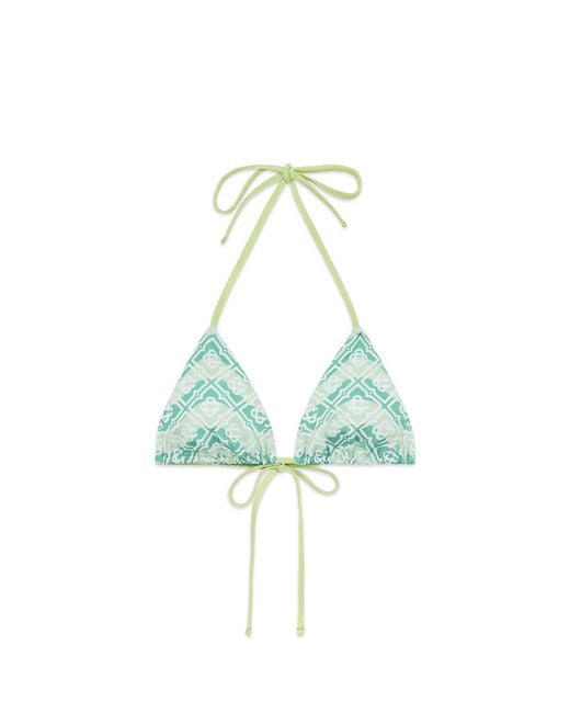 Casablanca Paris Green Haut De Bikini À Monogramme Ondulé